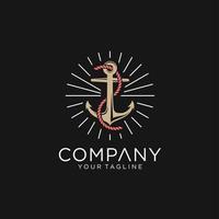 Vintage label with an anchor and slogan, Vector illustration, anchor icon on black background, Simple shape for design logo