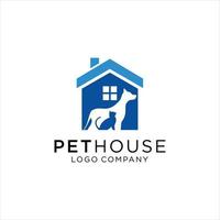 Pet house logo concept with dog and cat element vector