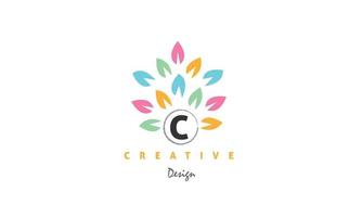 C water color logo artistic, fancy, trendy hand drawn vector design on black background.