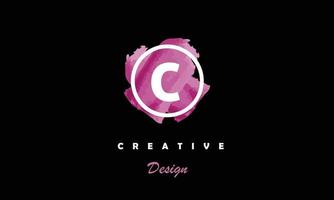 C water color logo artistic, fancy, trendy hand drawn vector design on black background.