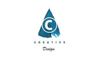 C water color logo artistic, fancy, trendy hand drawn vector design on black background.