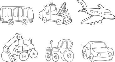 Line art of cartoon transportaion. Vector illustration for coloring book, sticker, poster, etc