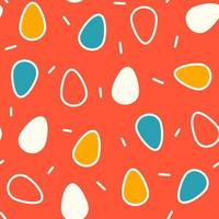 Cute easter seamless vector pattern illustration with colorful egg on red background