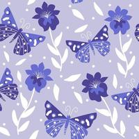 hermosa resumen muy peri sin costura vector modelo antecedentes ilustración con dibujos animados mariposas y flores