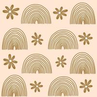 Abstract minimalist seamless pattern vector illustration with hand drawn scribble lines and flowers