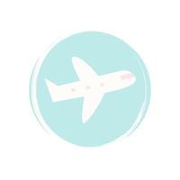 Airplane icon logo vector illustration on circle with brush texture for social media story highlight