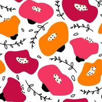 Cute seamless vector pattern background illustration with bold abstract colorful flowers