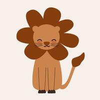 cute lovely cartoon character vector illustration with funny baby lion isolated on pastel background