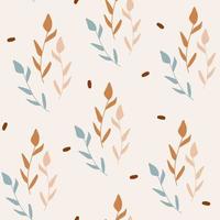 cute pastel colored seamless vector pattern background illustration with abstract delicate branches with leaves