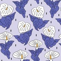 cute elegant beautiful very peri seamless vector pattern illustration background with beautiful calla flowers