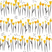 cute abstract simple seamless vector pattern background illustration with yellow flowers and black dots