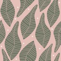 cute hand drawn abstract seamless vector pattern background illustration with green leaves