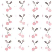 cute seamless vector pattern background illustration with cherries and stars