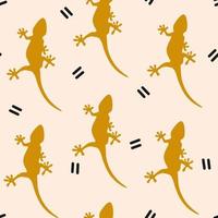 hand drawn cute seamless vector pattern background illustration with lizard silhouette