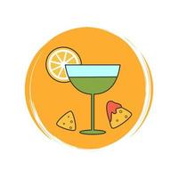 linda logo o icono vector con margarita con Lima y nachos, ilustración en circulo con cepillo textura, para social medios de comunicación historia y Destacar