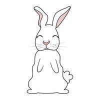 Cute cartoon character white rabbit vector illustration isolated on white background