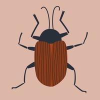 Cute boho vector art design with bohemian beetle insect hand drawn illustration