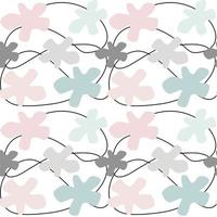 Cute pastel seamless vector pattern background illustration with abstract flowers and geometric shapes