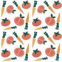 Cute seamless vector pattern background illustration with tomatoes and carrots