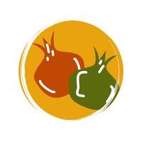 Cute pomegranates icon vector, illustration on circle with brush texture, for social media story and highlights vector