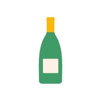 wine flat design vector illustration isolated on white background. Old wine bottle icon. Flat illustration of old wine bottle vector icon for web design