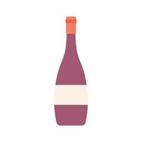 wine flat design vector illustration isolated on white background. Old wine bottle icon. Flat illustration of old wine bottle vector icon for web design
