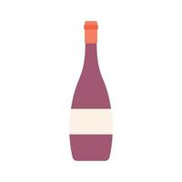 wine flat design vector illustration isolated on white background. Old wine bottle icon. Flat illustration of old wine bottle vector icon for web design