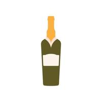 wine flat design vector illustration isolated on white background. Old wine bottle icon. Flat illustration of old wine bottle vector icon for web design