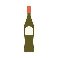 wine flat design vector illustration isolated on white background. Old wine bottle icon. Flat illustration of old wine bottle vector icon for web design