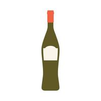 wine flat design vector illustration isolated on white background. Old wine bottle icon. Flat illustration of old wine bottle vector icon for web design