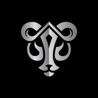 Animal goat head silver luxury elegant logo design vector