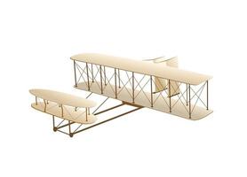 Wright Flyer. The world's first flight an airplane with a person on the thrust of the engine. Vector illustration isolated on the white background