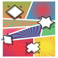 Colored comic page with empty comic speech bubbles Vector illustration