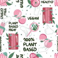 Seamless pattern with plant based meat vector illustration