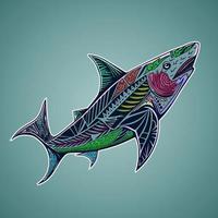 Fish With Mayan Tribal Pattern In Body Vector Illustration