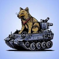 Wolf Driving Tank War Vechile Vector Illustration Artwork