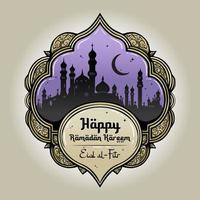 eid Alabama fitr islámico mezquita Mubarak vector ilustración saludo tarjeta caligrafía celebracion