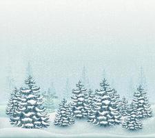 Forest winter landscape vector illustration