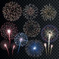 Big set of isolated vector fireworks