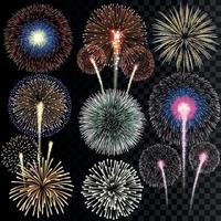 Big set of isolated vector fireworks