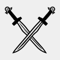 Dual Swords Icon Flat Graphic Design vector