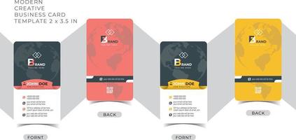 Modern creative vertical business card template set.  personal business card with company logo.  black and yellow colors. vector illustration eps 10.