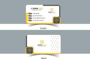 Modern business card template yellow colors.  Flat design vector abstract creative geometric background unique concept.