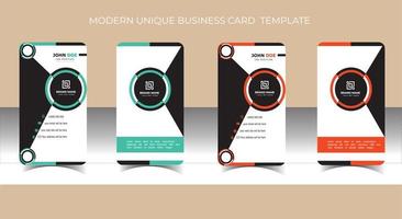 Business card print template set with company logo Vertical Layout unique concept. vector