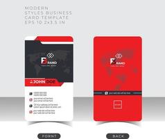 Modern creative vertical business card template.  personal business card with Black and red colors.  vector illustration eps 10.