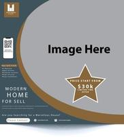 Digital business marketing social media post template. Gray Blue and deep Golden free Vector