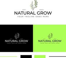 natural crecer hoja logo diseño vector