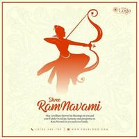 Happy Ram Navami greetings background Indian Hinduism festival social media post design vector