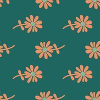 Chamomile flower seamless pattern in naive art style. Cute little daisy floral ornament wallpaper. vector