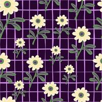 Cute flower seamless pattern in simple style. Hand drawn floral endless background. vector
